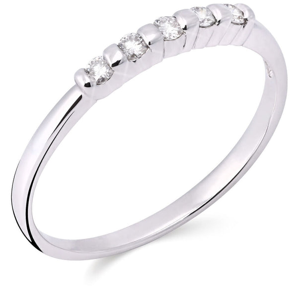 Meia Aliança  em Ouro Branco 18k com Diamantes