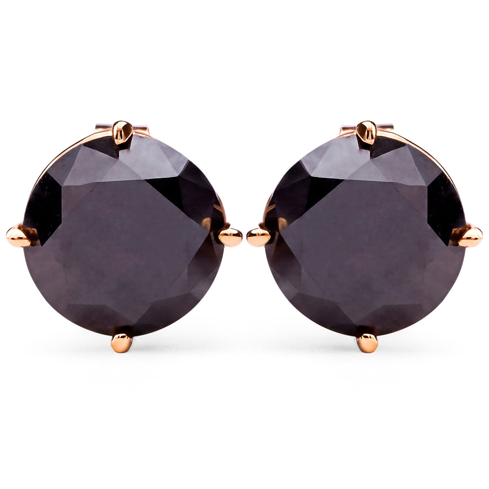 Par de Brinco de Ouro Amarelo com Diamante Negro