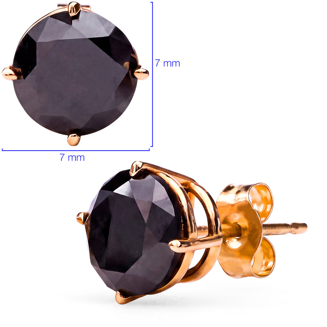 Par de Brinco de Ouro Amarelo com Diamante Negro