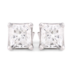 137740-Par de Brinco em Ouro Branco com Diamante Princess Cut