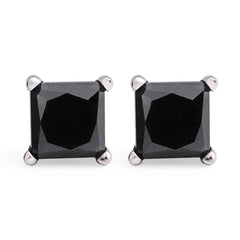 137836-Par de Brinco dem Ouro Branco com Diamante Negro