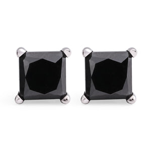 137836-Par de Brinco dem Ouro Branco com Diamante Negro