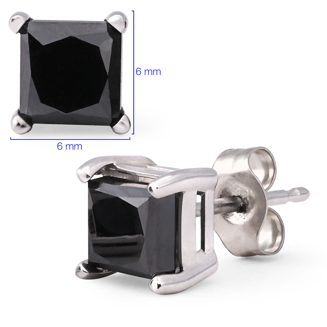 Par de Brinco dem Ouro Branco com Diamante Negro