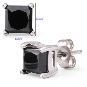 137836-Par de Brinco dem Ouro Branco com Diamante Negro