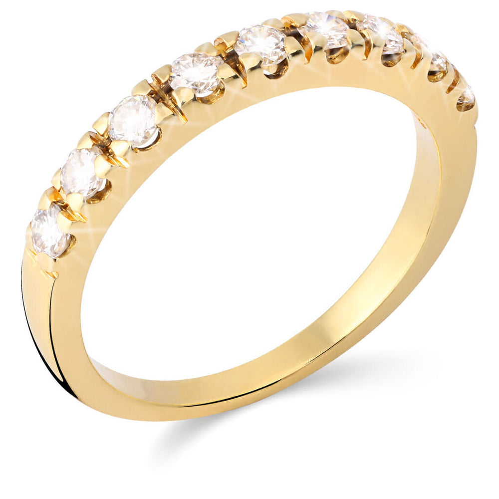 Meia Aliança Ouro Amarelo 18k com 9 Diamantes