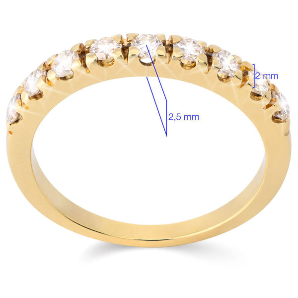 Meia Aliança Ouro Amarelo 18k com 9 Diamantes