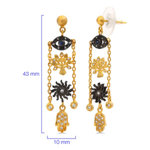 138131-Par de Brinco Linha Kurtulan em Ouro Amarelo 18k e Prata 925