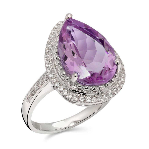Anel em Prata Gota com Ametista Aprox. 4,50 cts