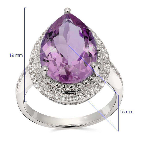 Anel em Prata Gota com Ametista Aprox. 4,50 cts