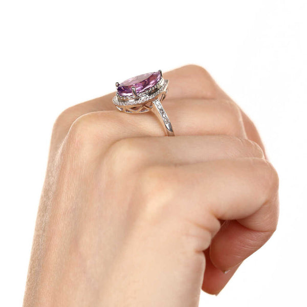 Anel em Prata Gota com Ametista Aprox. 4,50 cts