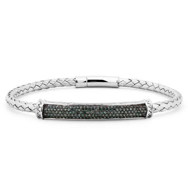 Bracelete em Prata 925 com Diamantes Verdes