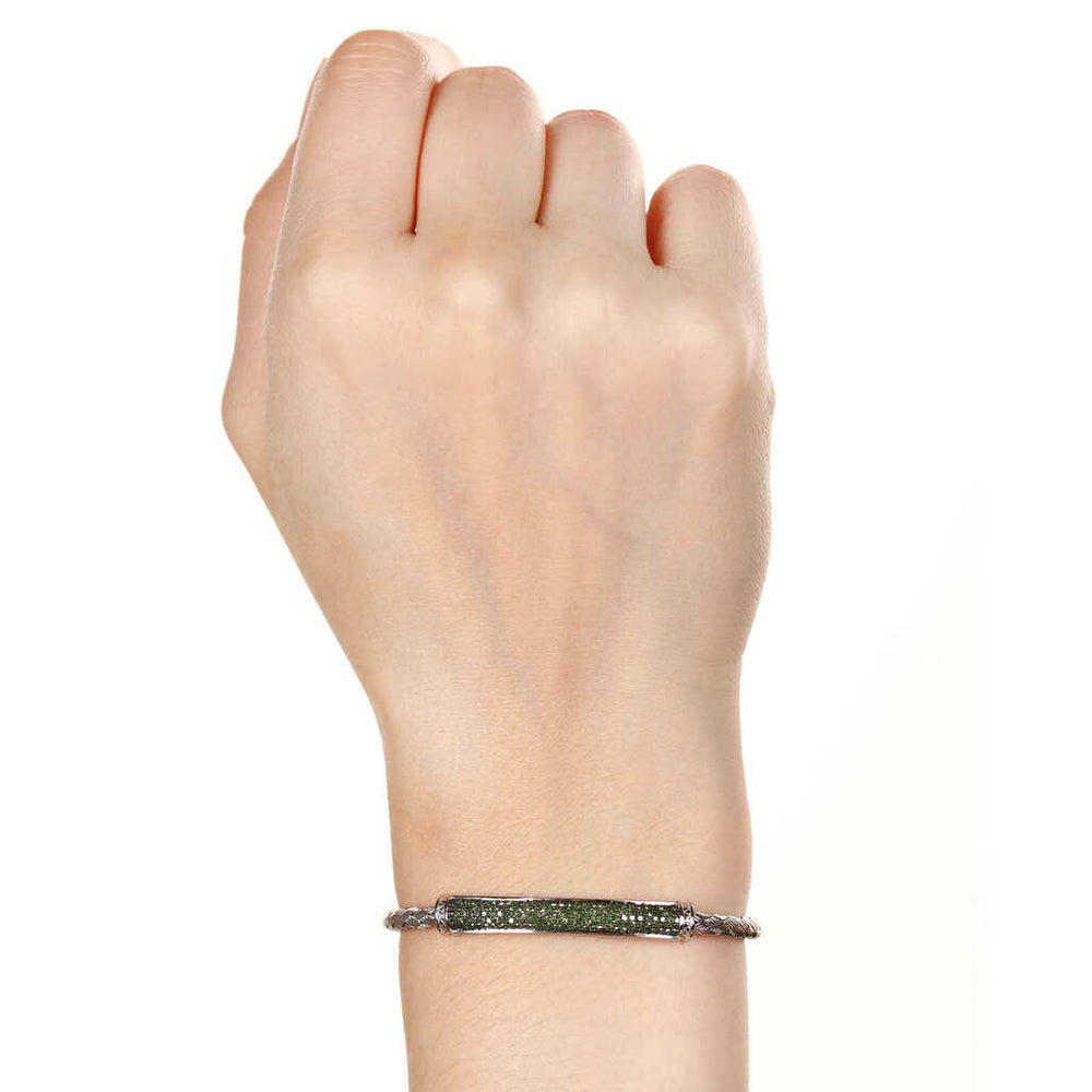 Bracelete em Prata 925 com Diamantes Verdes