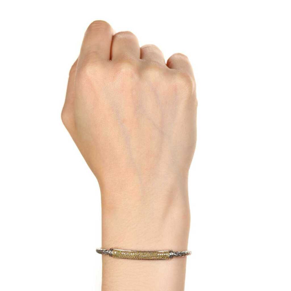 Bracelete em Prata 925 com Diamantes Amarelos