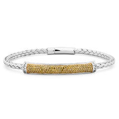 Bracelete de Prata com Diamantes Amarelos Aprox 65 pts