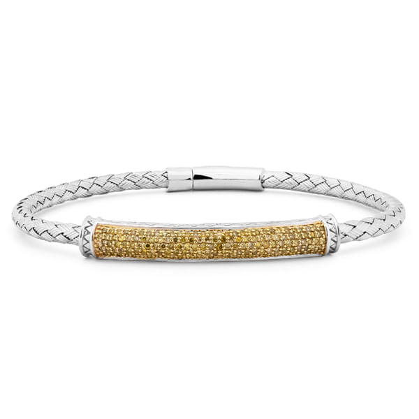 Bracelete de Prata com Diamantes Amarelos Aprox 65 pts
