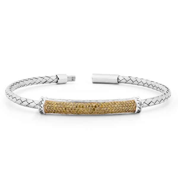 Bracelete de Prata com Diamantes Amarelos Aprox 65 pts