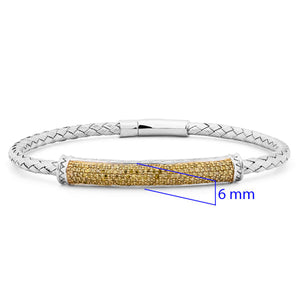 Bracelete de Prata com Diamantes Amarelos Aprox 65 pts