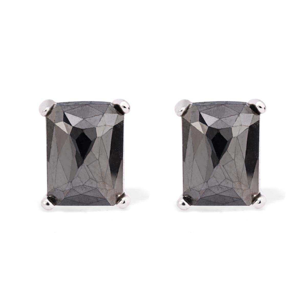 Par de Brinco em Prata 925 Solitário de Diamantes Negros
