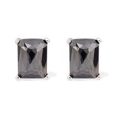 Par de Brinco em Prata 925 Solitário de Diamantes Negros