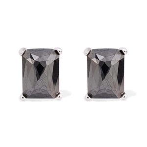 Par de Brinco em Prata 925 Solitário de Diamantes Negros