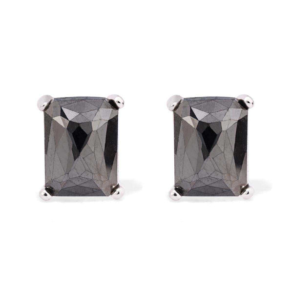 Par de Brinco em Prata 925 Solitário de Diamantes Negros