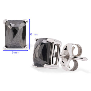 Par de Brinco em Prata 925 Solitário de Diamantes Negros