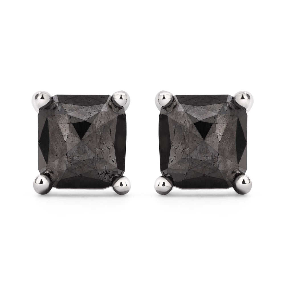 Par de Brinco em Prata 925 com Diamantes Negros