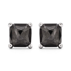 Par de Brinco em Prata 925 com Diamantes Negros