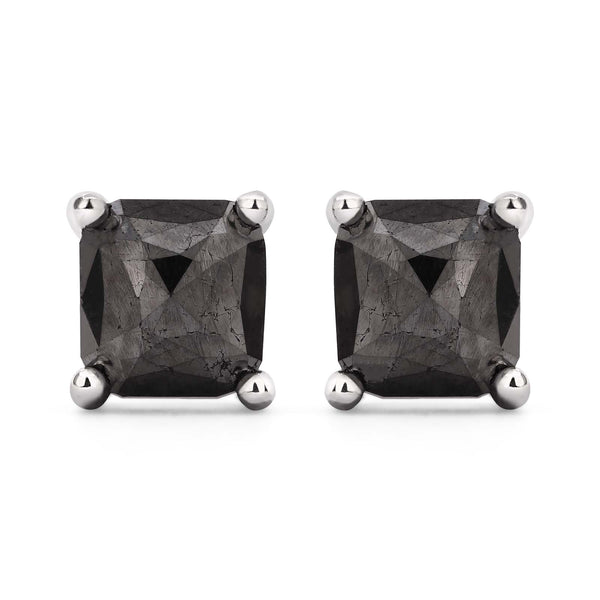 Par de Brinco em Prata 925 com Diamantes Negros