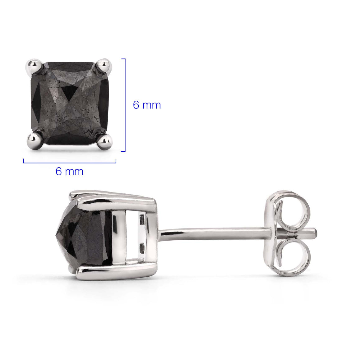 Par de Brinco em Prata 925 com Diamantes Negros
