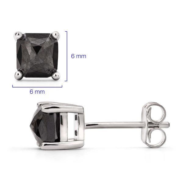 Par de Brinco em Prata 925 com Diamantes Negros