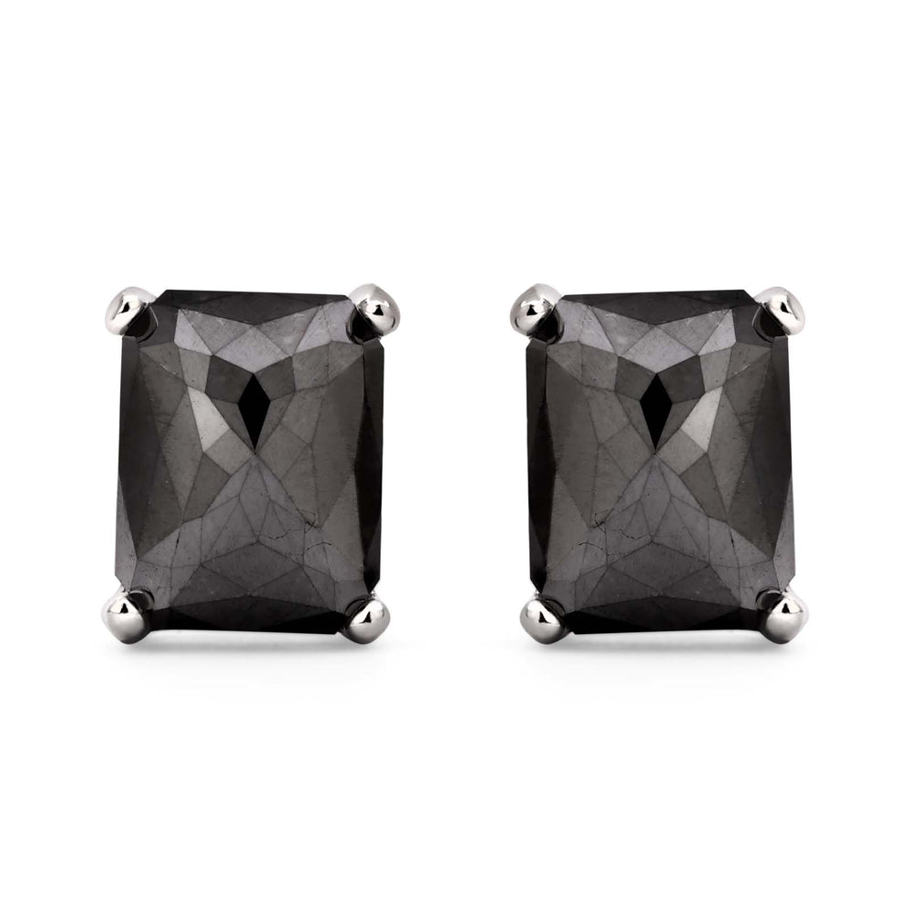 Par de Brinco em Prata 925 com Diamantes Negros