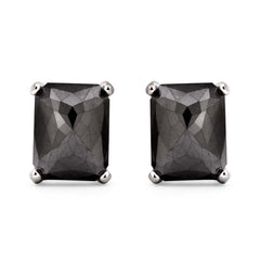 Par de Brinco em Prata 925 com Diamantes Negros