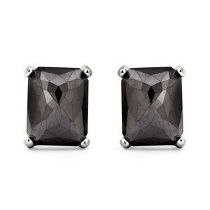 Par de Brinco em Prata 925 com Diamantes Negros