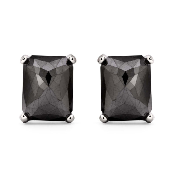 Par de Brinco em Prata 925 com Diamantes Negros