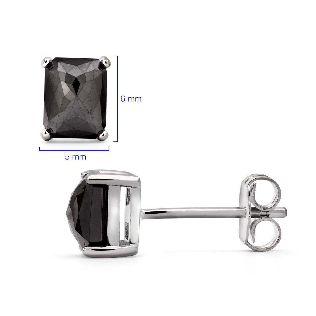 Par de Brinco em Prata 925 com Diamantes Negros