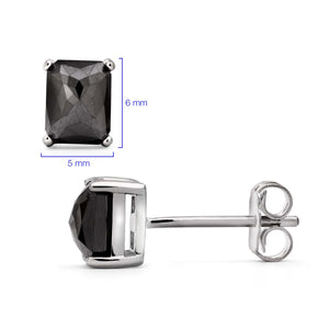 Par de Brinco em Prata 925 com Diamantes Negros