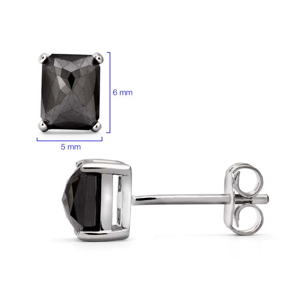 Par de Brinco em Prata 925 com Diamantes Negros