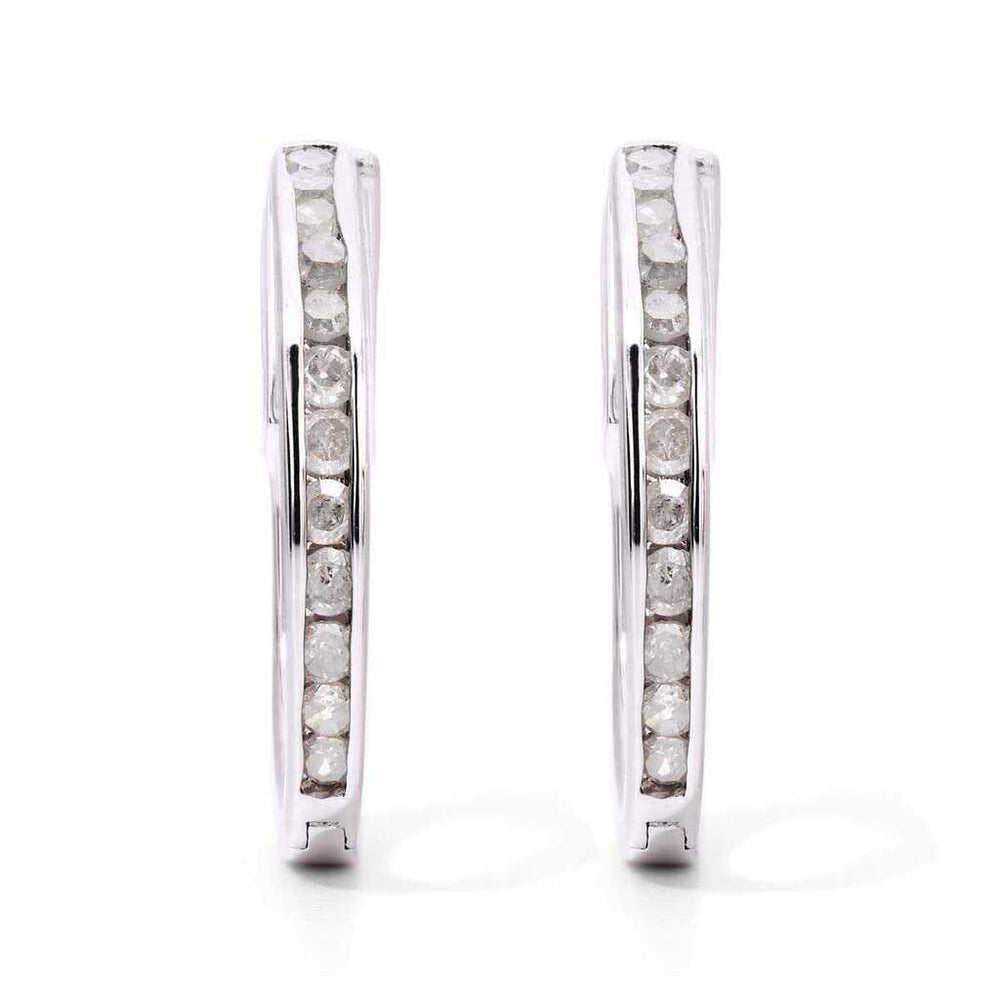 Par de Brinco Argola em Prata 925 com Diamantes Brancos