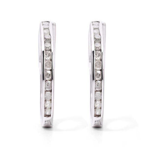 Par de Brinco Argola em Prata 925 com Diamantes Brancos