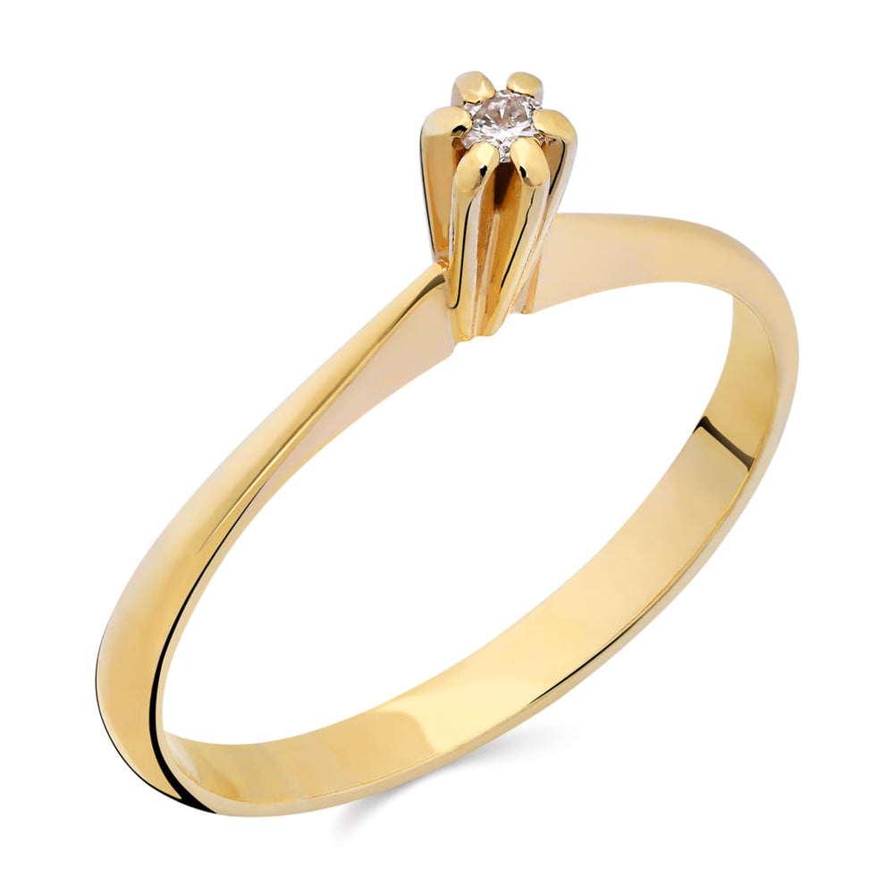 Anel em Ouro Amarelo 18k com Diamante