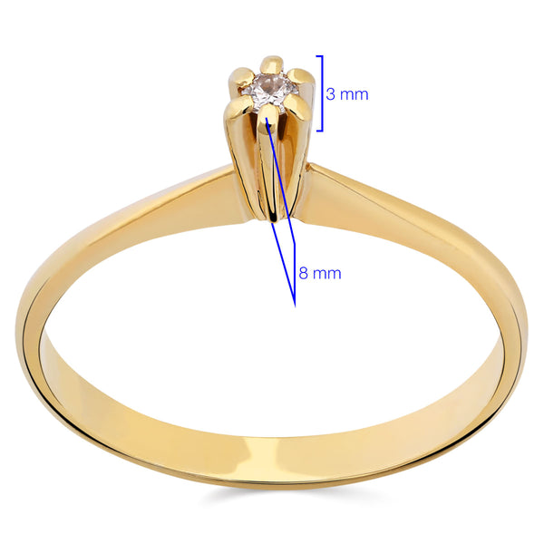 Anel em Ouro Amarelo 18k com Diamante