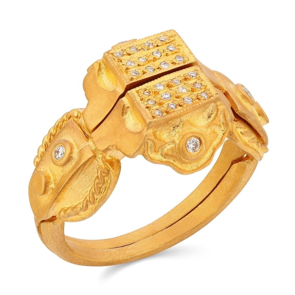 Anel Linha Kurtulan em Ouro Amarelo 18 k com Diamantes