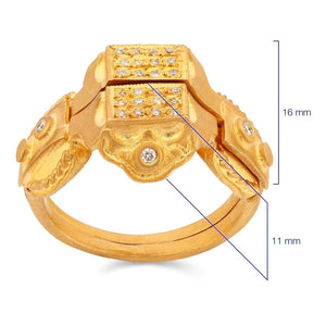 Anel Linha Kurtulan em Ouro Amarelo 18 k com Diamantes