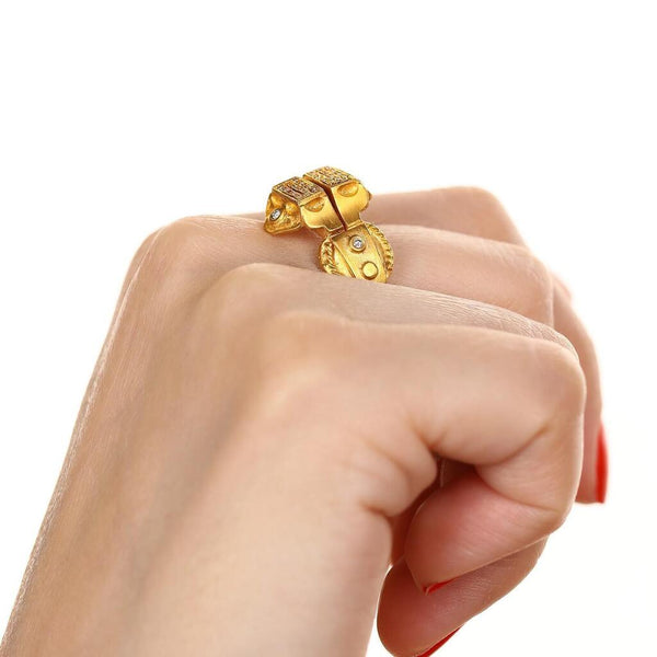 Anel Linha Kurtulan em Ouro Amarelo 18 k com Diamantes