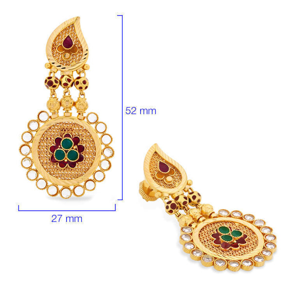 Par de Brinco em Ouro Amarelo 22k Alshahba com Mix de Pedras e Minas