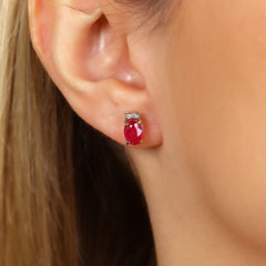 Par de Brinco Rubi Oval Ouro