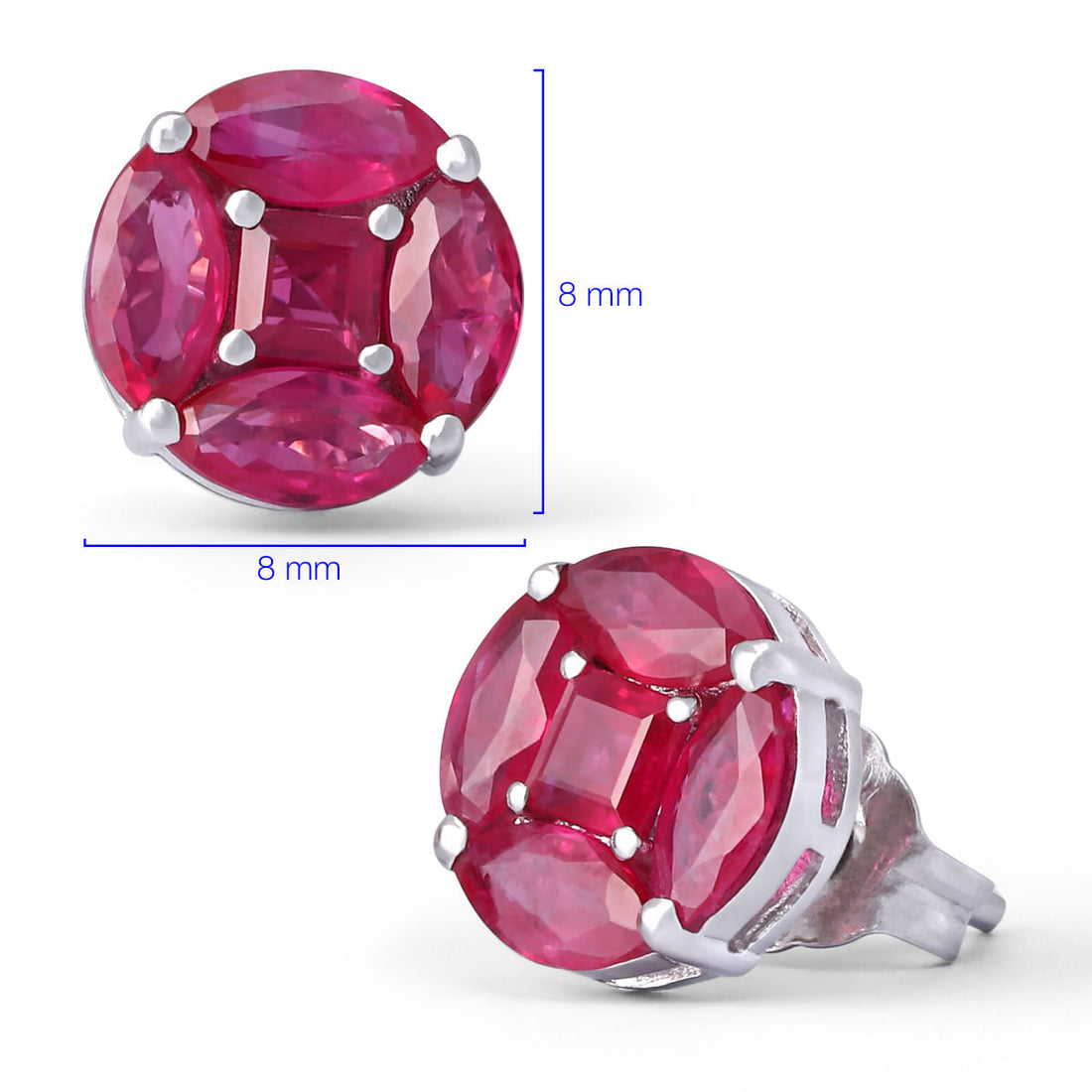 Par de Brinco em Ouro Branco 18k com Rubis