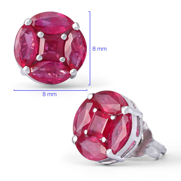 Par de Brinco em Ouro Branco 18k com Rubis