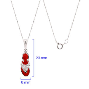 Pingente em Ouro Branco 18k com Mina Vermelha e Diamantes